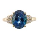Womens Diamond Accent Blue Blue Topaz 14k Gold Cocktail Ring