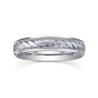 Womens 4mm Swirled Silver Wedding Band Ring