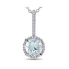 Round Genuine Aquamarine And Diamond-accent Pendant Necklace