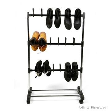 Mind Reader 18 Pair Rolling Footwear Organizer Stand, Black