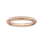 Personally Stackable 14k Rose Gold Over Sterling Silver 3.25 Mm Ribbed Ring