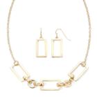 Liz Claiborne Gold-tone Rectangle Necklace And Earring Set