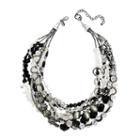 Aris By Treska Black Silver-tone Seven Strand Beaded Necklace