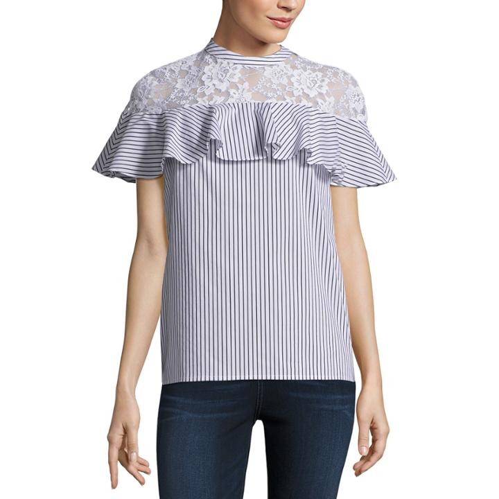 Belle + Sky Ruffle Lace Inset Top