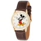 Disney Mickey Mouse Mens Brown Strap Watch-wds000406