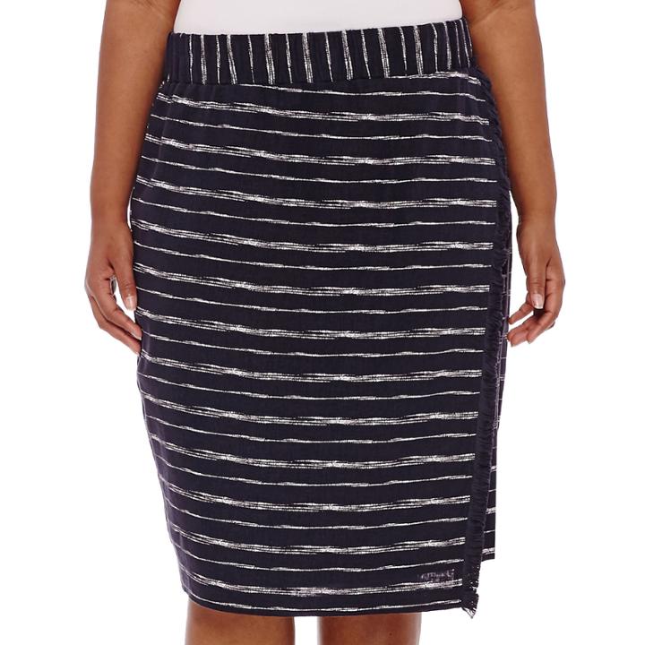 Liz Claiborne Linen Blend Midi Wrap Skirt - Plus