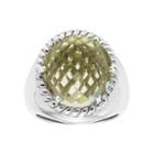 Womens Genuine Green Amethyst Sterling Silver Cocktail Ring