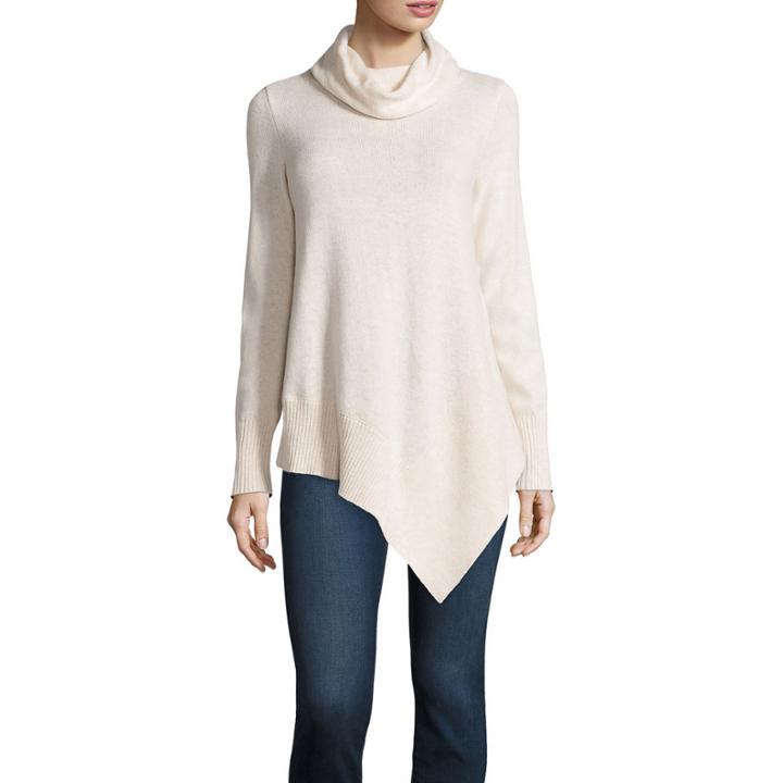 Stylus&trade; Long-sleeve Asymmetrical Hem Sweater
