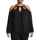 Bold Elements Twist Front Cold Shoulder Cut Out Blouse - Plus