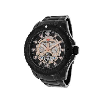 Seapro Tidal Px1 Mens Rose-tone Dial Black Stainless Steel Bracelet Watch