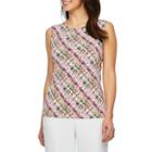 Chelsea Rose Sleeveless Jewel Neck Jersey Abstract Blouse
