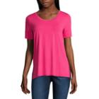 Liz Claiborne Short Sleeve Draped Neck T-shirt-womens