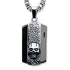 Inox Jewelry Mens Stainless Steel Skull Dog Tag Pendant Necklace