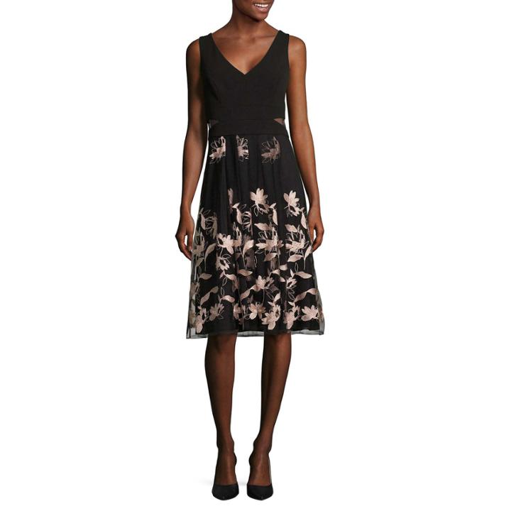 Scarlett Sleeveless Embroidered Fit & Flare Dress-talls