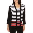 Alfred Dunner Saratoga Springs 3/4 Sleeve Stripe Layered Top