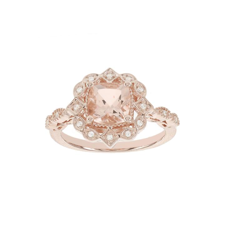 Blooming Bridal Genuine Morganite And Diamond-accent 14k Rose Gold Ring