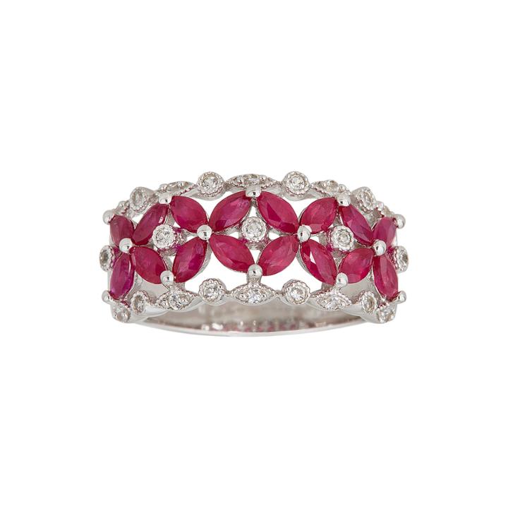 Limited Quantities Lead Glass-filled Ruby And Genuine White Sapphire Ring