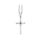 Survivor Collection Genuine Clear & Purple Swarovski Topaz Sterling Silver Faith Cross Necklace