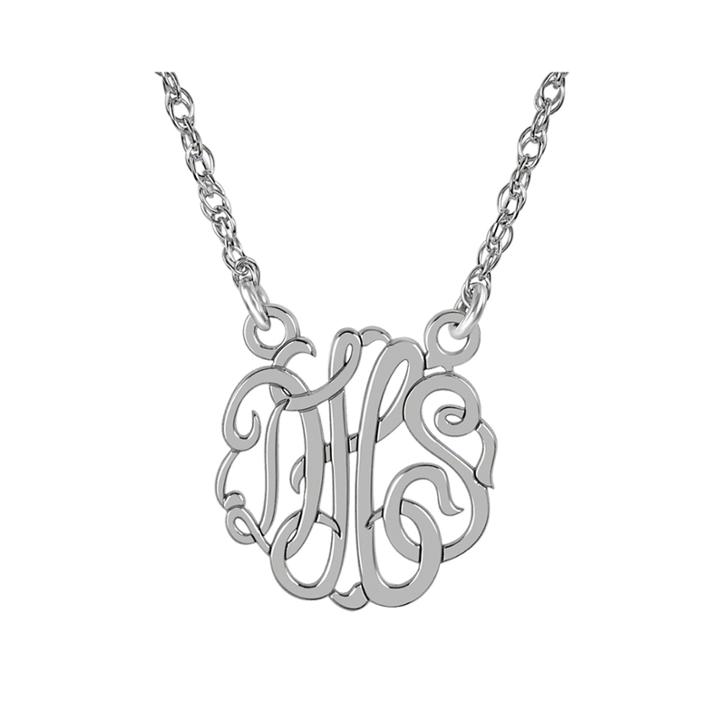 Personalized Sterling Silver 15mm Monogram Necklace