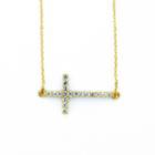 Diamonart Womens 1 Ct. T.w. White Cubic Zirconia 18k Gold Over Silver Pendant Necklace