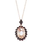 Womens Simulated Pink Morganite Sterling Silver Oval Pendant Necklace