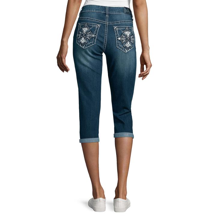 Love Indigo Cross-back Pocket Capri Jeans