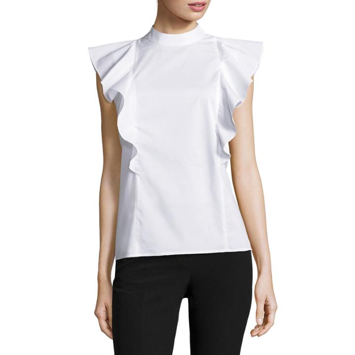 Worthington Sleeveless Mock Neck Woven Blouse