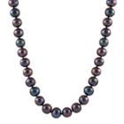 Splendid Pearls Womens 7mm Black Cultured Freshwater Pearls 14k Gold Strand Necklace