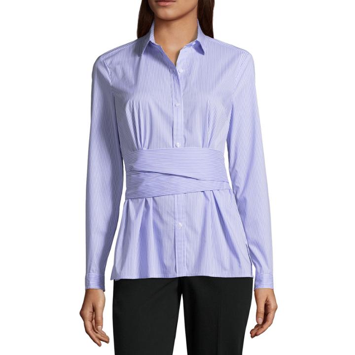 Liz Claiborne Long Sleeve Scroll Button-front Shirt