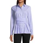 Liz Claiborne Long Sleeve Scroll Button-front Shirt