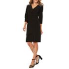 R & M Richards 3/4 Sleeve Embellished Wrap Dress