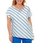Alfred Dunner Corsica Short Sleeve Split Crew Neck T-shirt-womens Plus