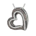 1/2 Ct. T.w. White & Champagne Diamond Sterling Silver Heart Pendant Necklace