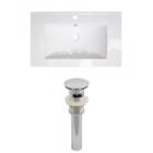 32-in. W 1 Hole Ceramic Top Set In White Color - Overflow Drain Incl.