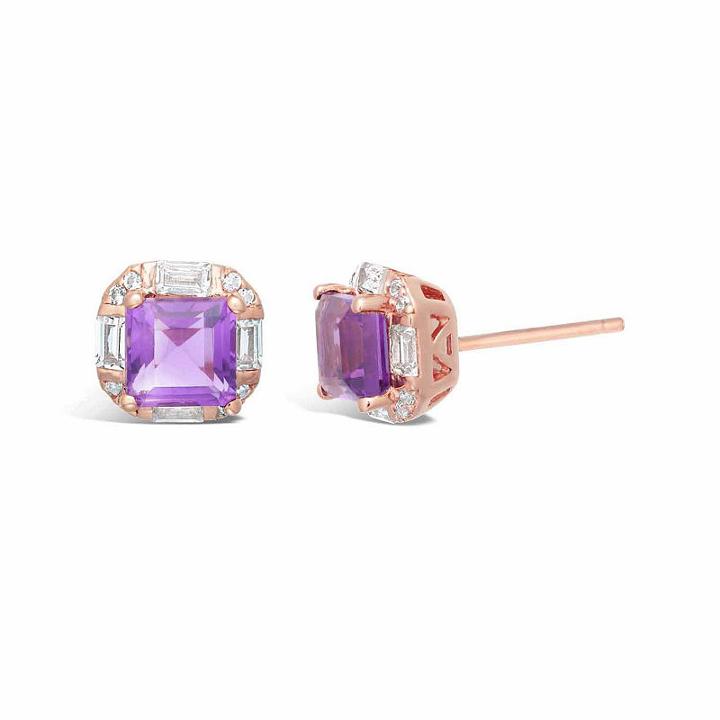 Genuine Purple Amethyst 6mm Stud Earrings