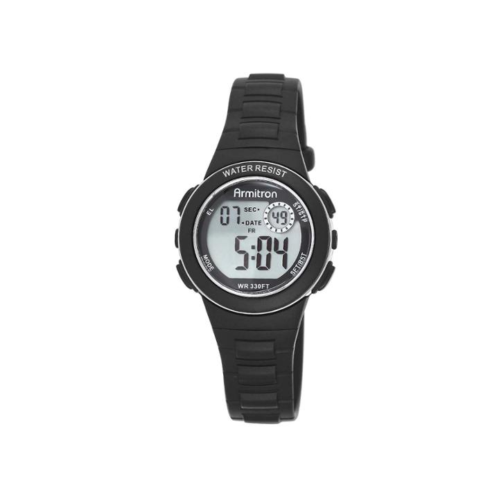 Armitron Pro-sport Womens Black Resin Strap Chronograph Sport Watch 45/7046blkj