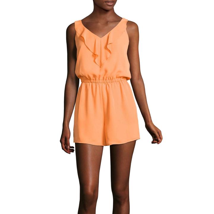 Decree V-neck Ruffle Romper - Juniors