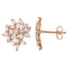 Lab Created White Sapphire 14k Rose Gold Over Silver 13.8mm Stud Earrings