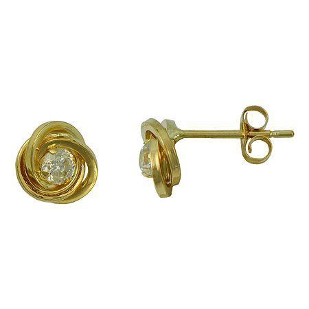 Cubic Zirconia Love Knot Earrings 14k Gold