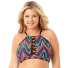 Allure By Img High Neck Swimsuit Top-juniors Plus