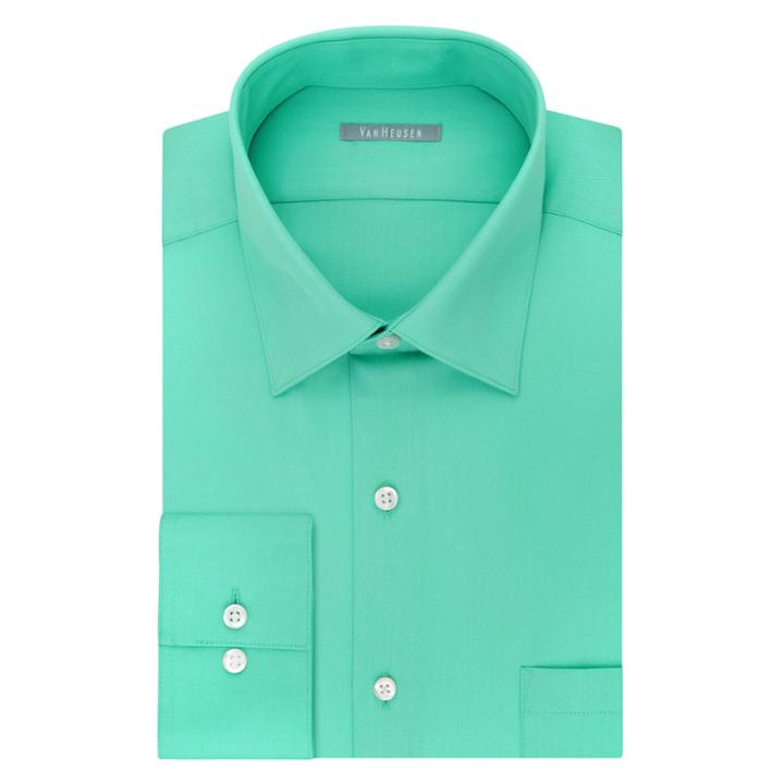 Van Heusen No-iron Lux Sateen Dress Shirt Long Sleeve - Fitted