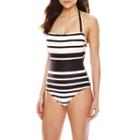 Liz Claiborne Chelsea Stripe Bandeau Maillot 1-pc Swimsuit
