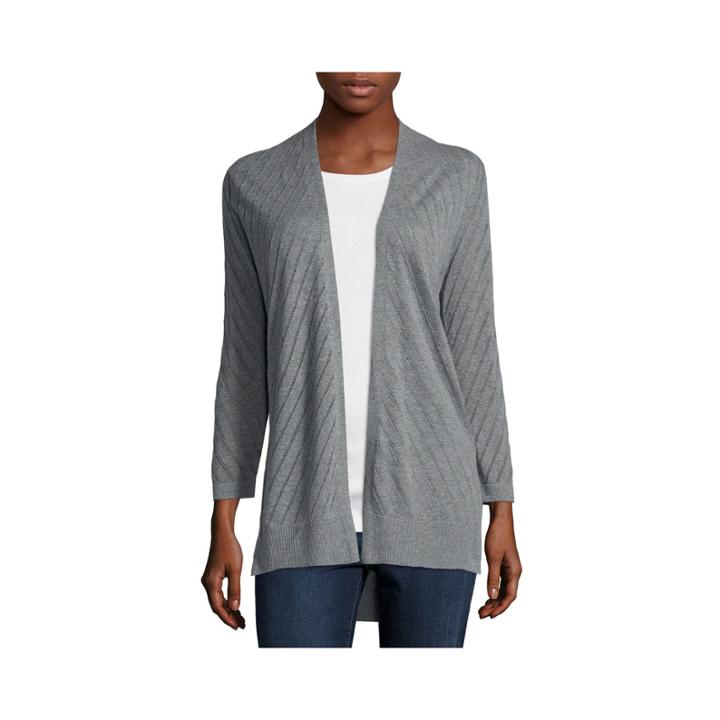 St. John's Bay 3/4-sleeve Chevron Flyaway Cardigan - Petite