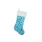 20.5 Ice Palace Blue Sequin Snowflake Christmas Stocking With White Faux Fur Cuff