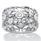 Diamonart Womens 1 Ct. T.w. White Cubic Zirconia Sterling Silver Cocktail Ring