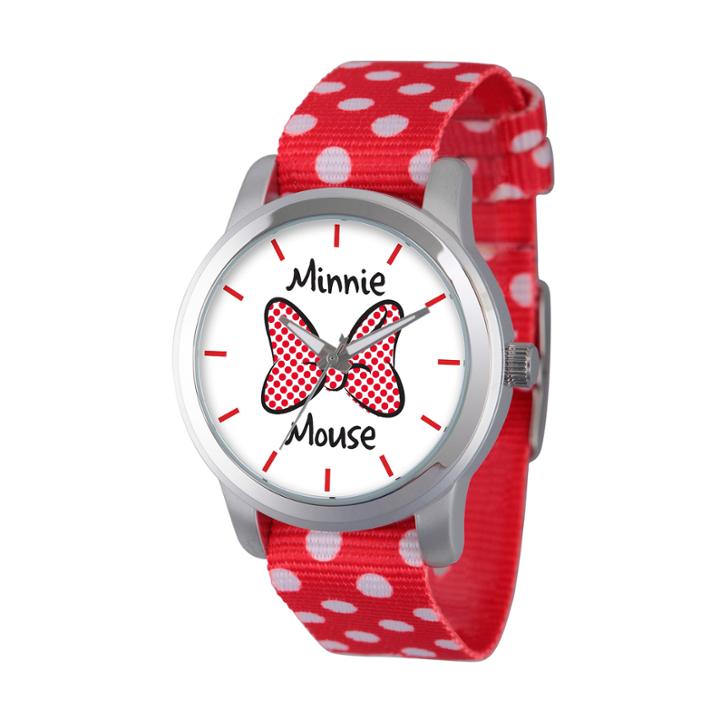 Disney Womens Minnie Mouse Red Polka Dot And Bowstrap Watch