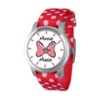 Disney Womens Minnie Mouse Red Polka Dot And Bowstrap Watch