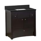 36-in. W Floor Mount Distressed Antique Walnut Vanity Set For 1 Hole Drilling Black Galaxy Top Whiteum Sink