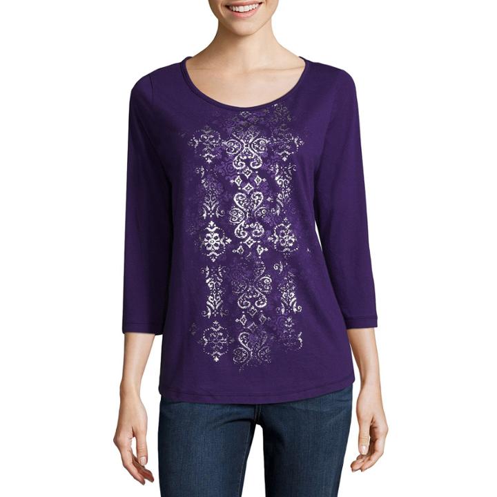St. John's Bay Active Foil Neck Tee