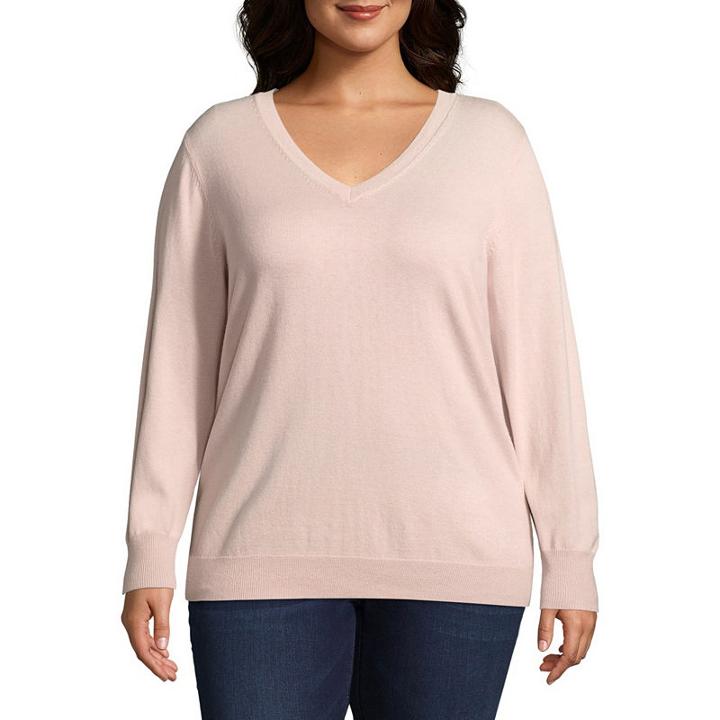 Worthington V Neck Sweater - Plus